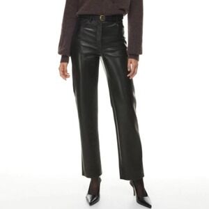 Aritzia Wilfred Melina Sz 8 Faux Leather High Waist Straight Pants FVL4-6940-11